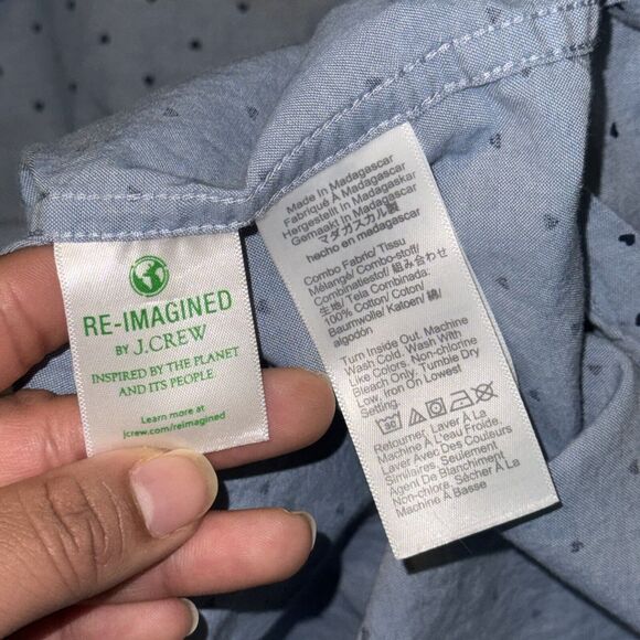 J.Crew Re-Imagined Shirt Men's Large Blue Heart Print Cotton Casual Button-Down - Picture 6 of 8